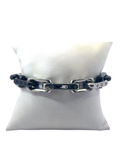 Louis Vuitton Monogram Chain Bracelet Silver and Black