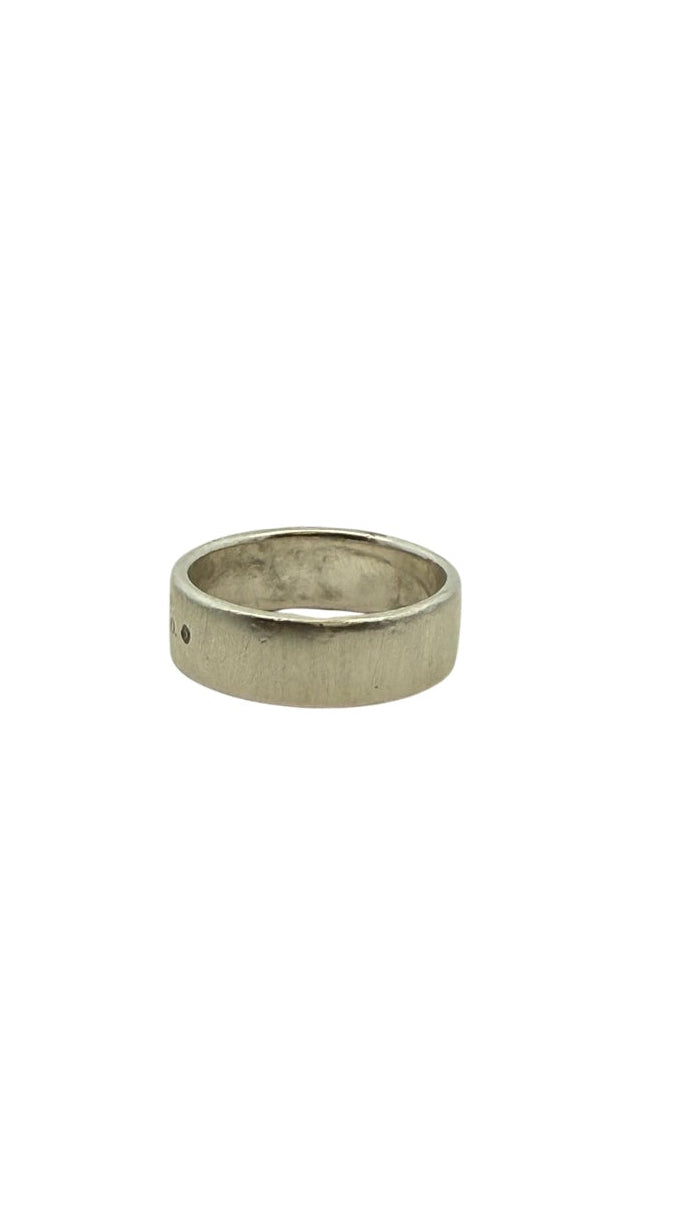 Tiffany & Co. "Please Return To" Sterling Silver Band Ring with Diamond Accents