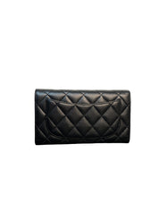 Chanel Black Quilted Caviar Leather Classic Flap Wallet