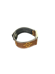 Louis Vuitton Slim Monogram Brown Bracelet with Metal LV Buckle