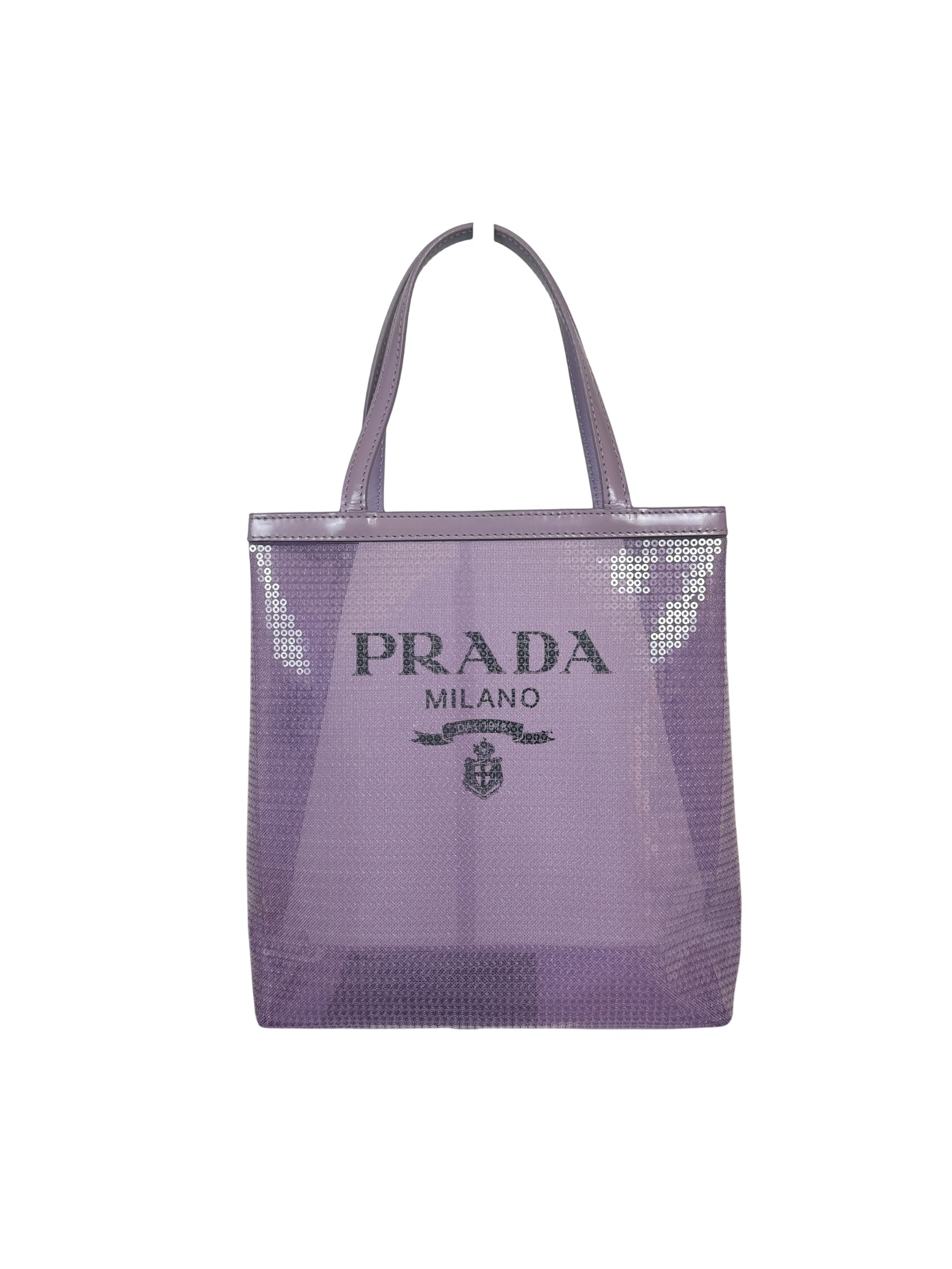 Prada Purple Sequin Mesh and Leather Tote