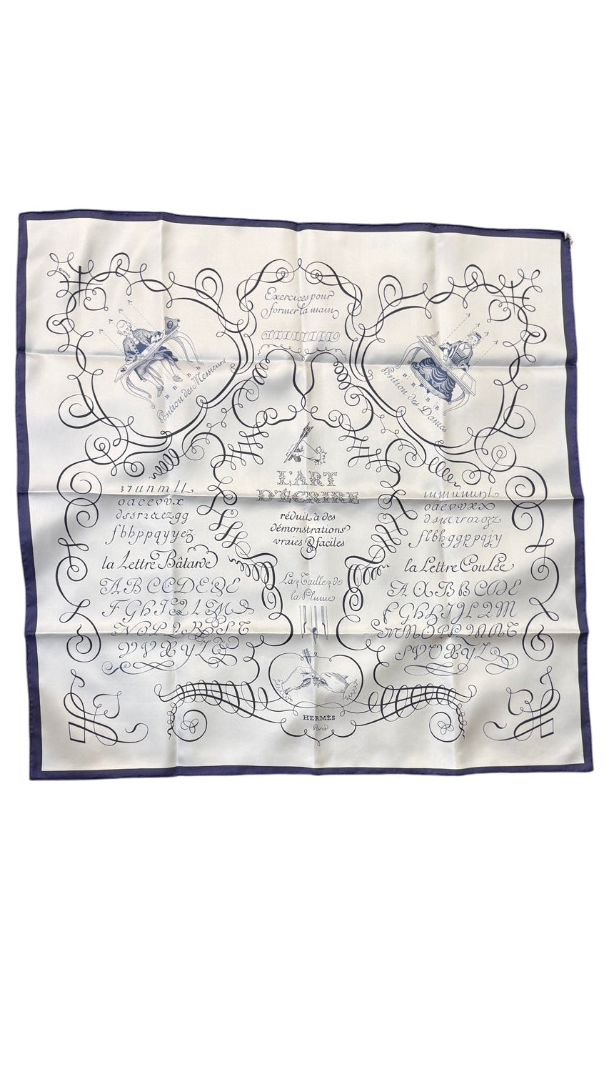 Hermès l'art D'ecrire Silk Scarf