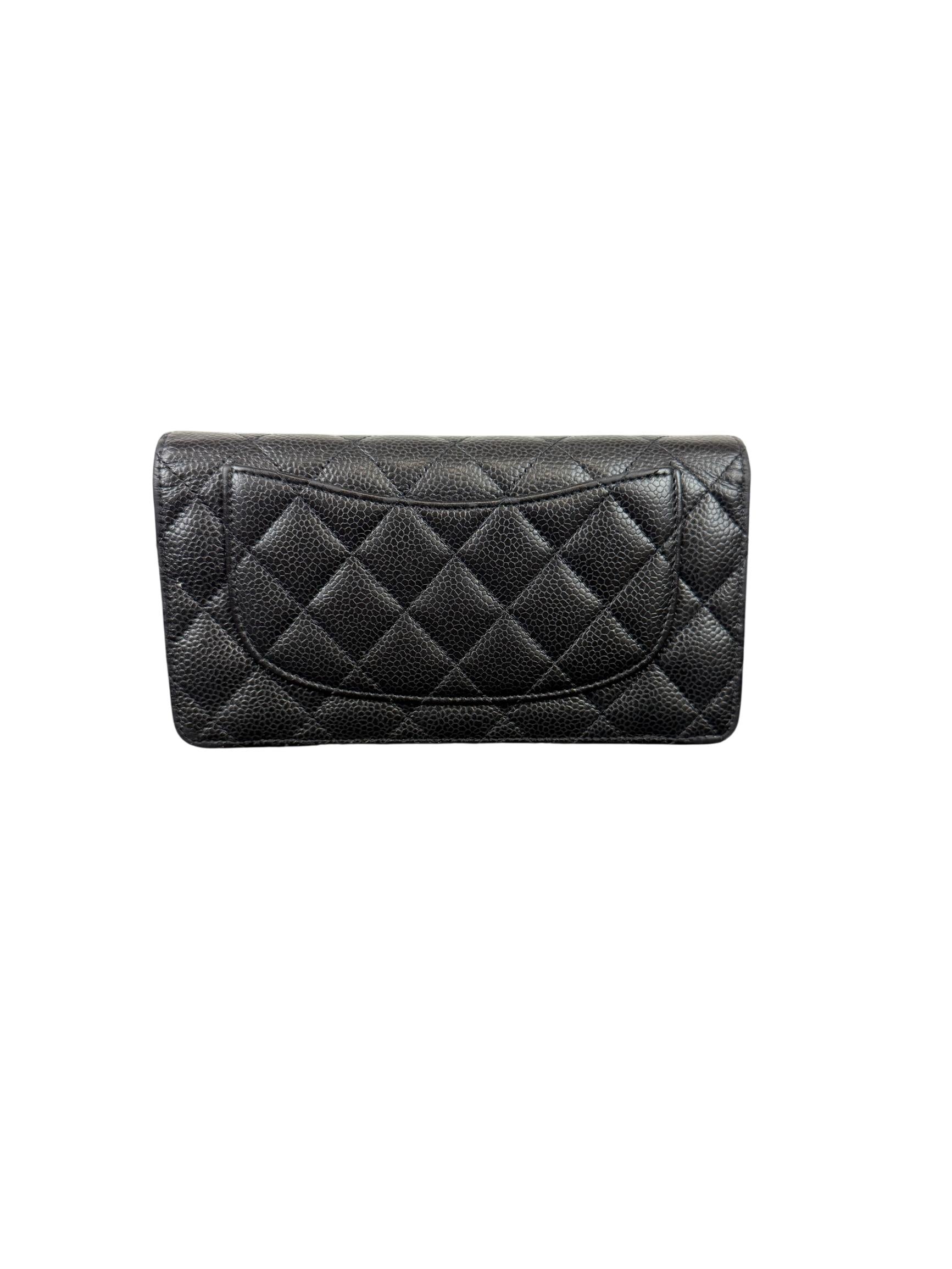 Chanel Classic Flap Black Quilted Caviar Leather Wallet