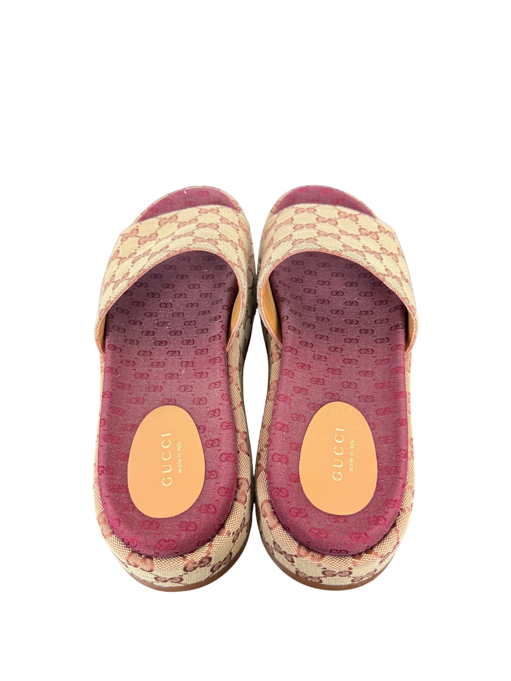 Gucci GG Monogram Canvas Angelina Platform Slide Sandals