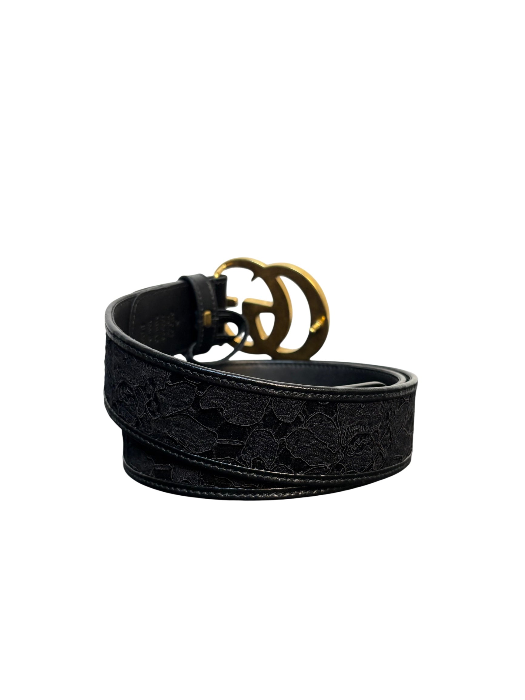 Gucci GG Marmont Thin Belt in Black Leather