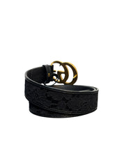 Gucci GG Marmont Thin Belt in Black Leather