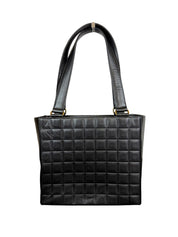 Chanel Chocolate Bar CC Tote Quilted Black Lambskin Leather Shoulder Bag