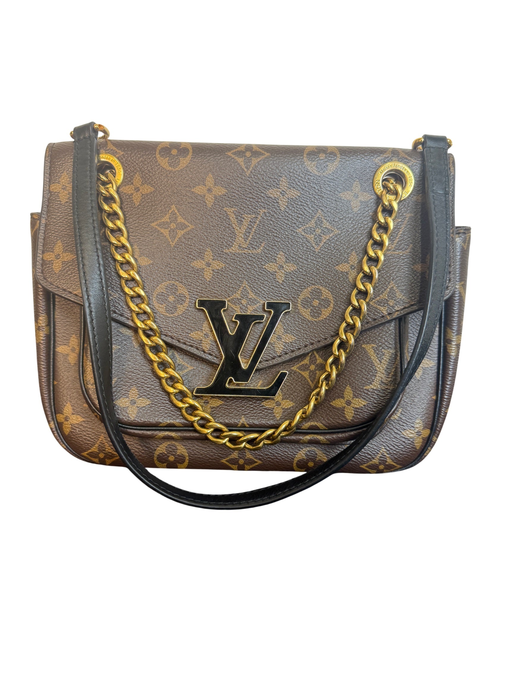 Louis Vuitton Passy Monogram Canvas Leather Chain Shoulder Bag