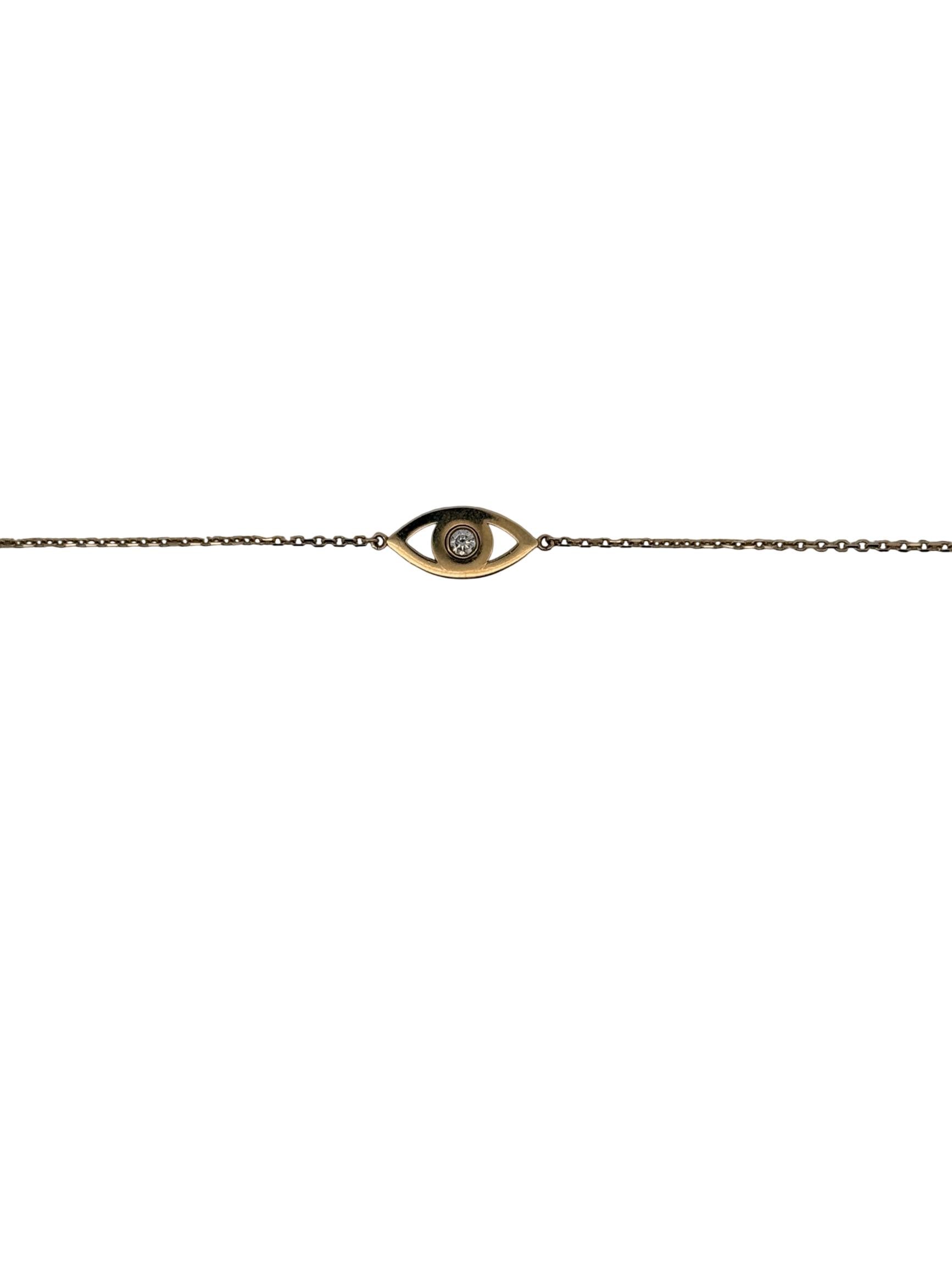 14K Yellow Gold Diamond Evil Eye Figaro Bracelet