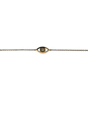 14K Yellow Gold Diamond Evil Eye Figaro Bracelet