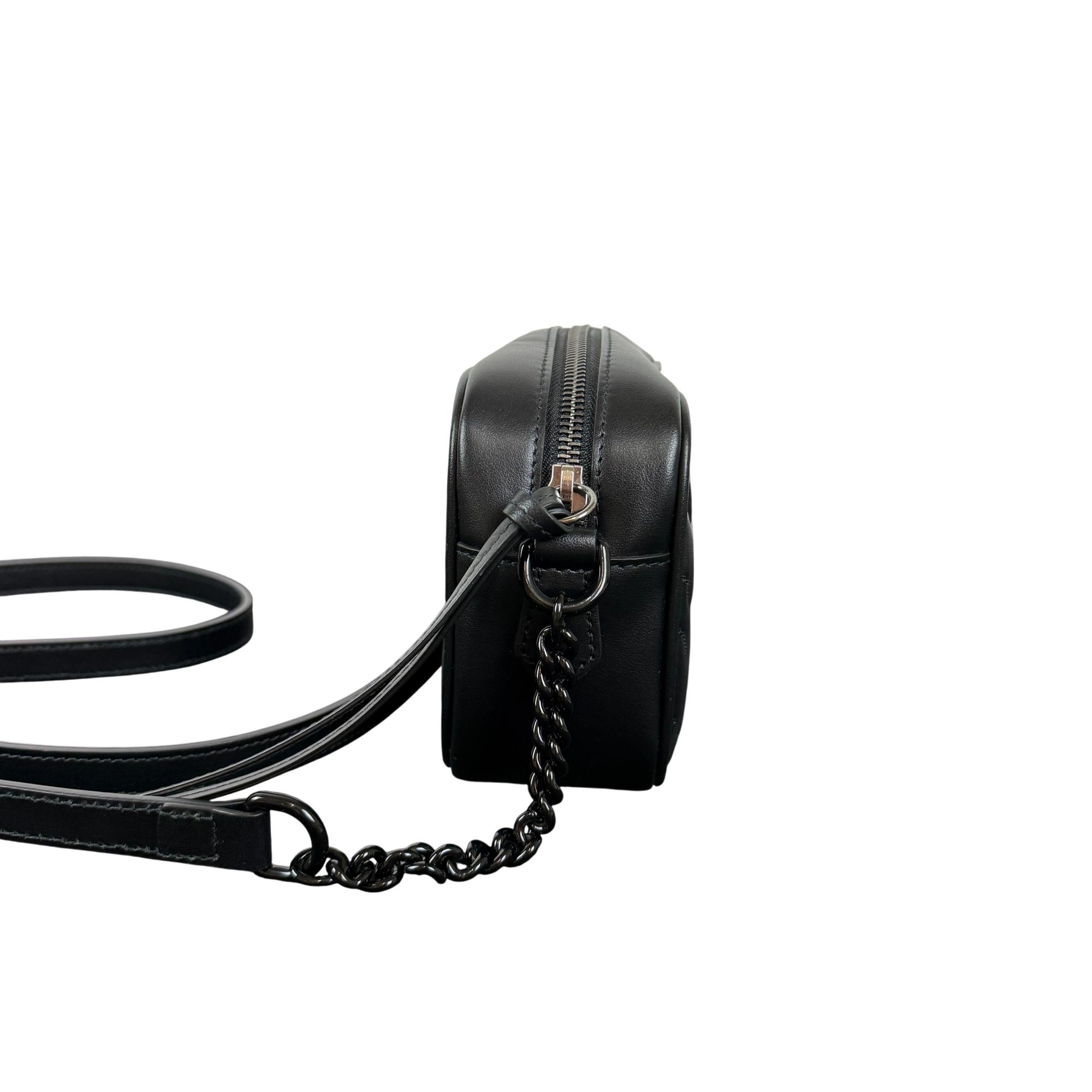 Gucci GG Marmont Mini Camera Bag in Black Matelassé Leather