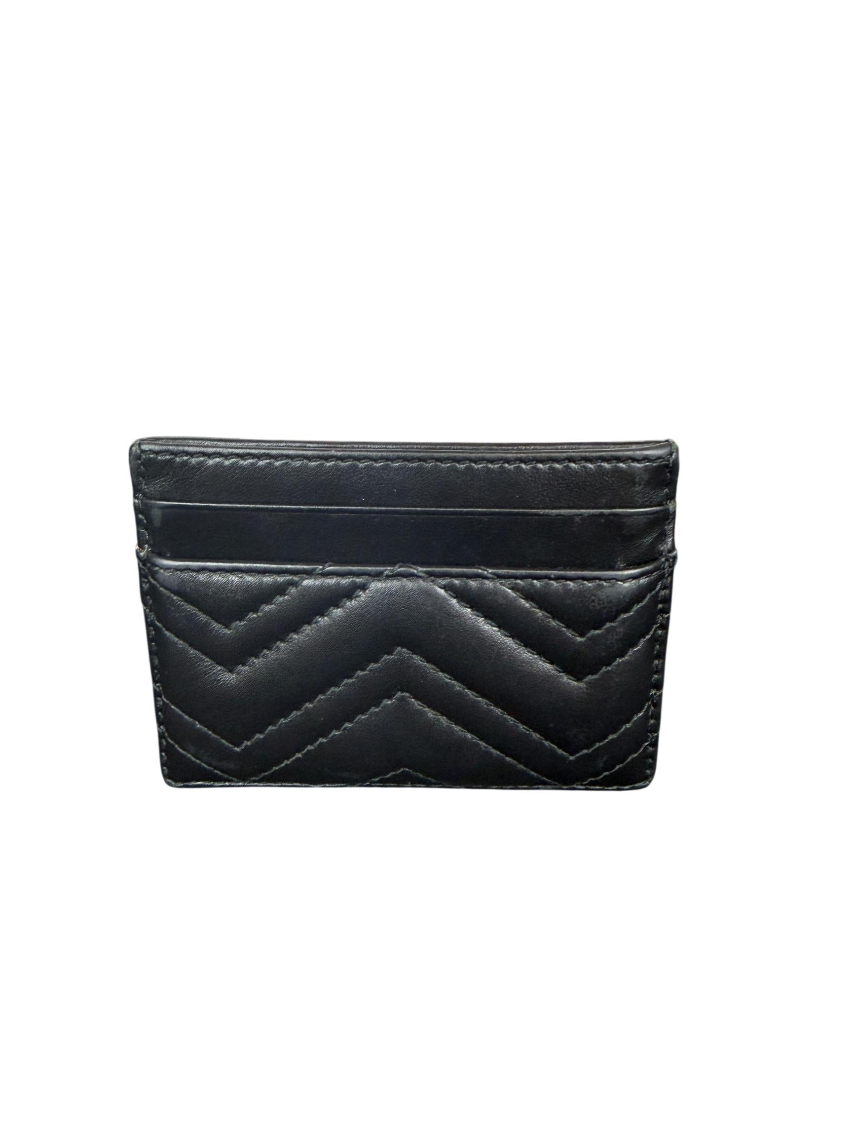 Gucci GG Marmont Black Matelassé Leather Card Case Holder