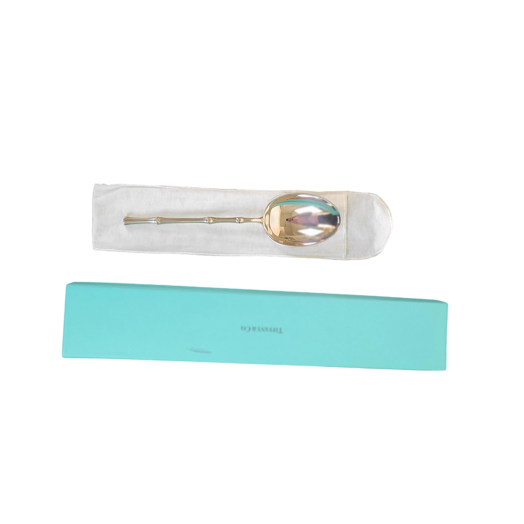 Tiffany & Co. Sterling Silver Bamboo Serving Spoon with Blue Gift Box