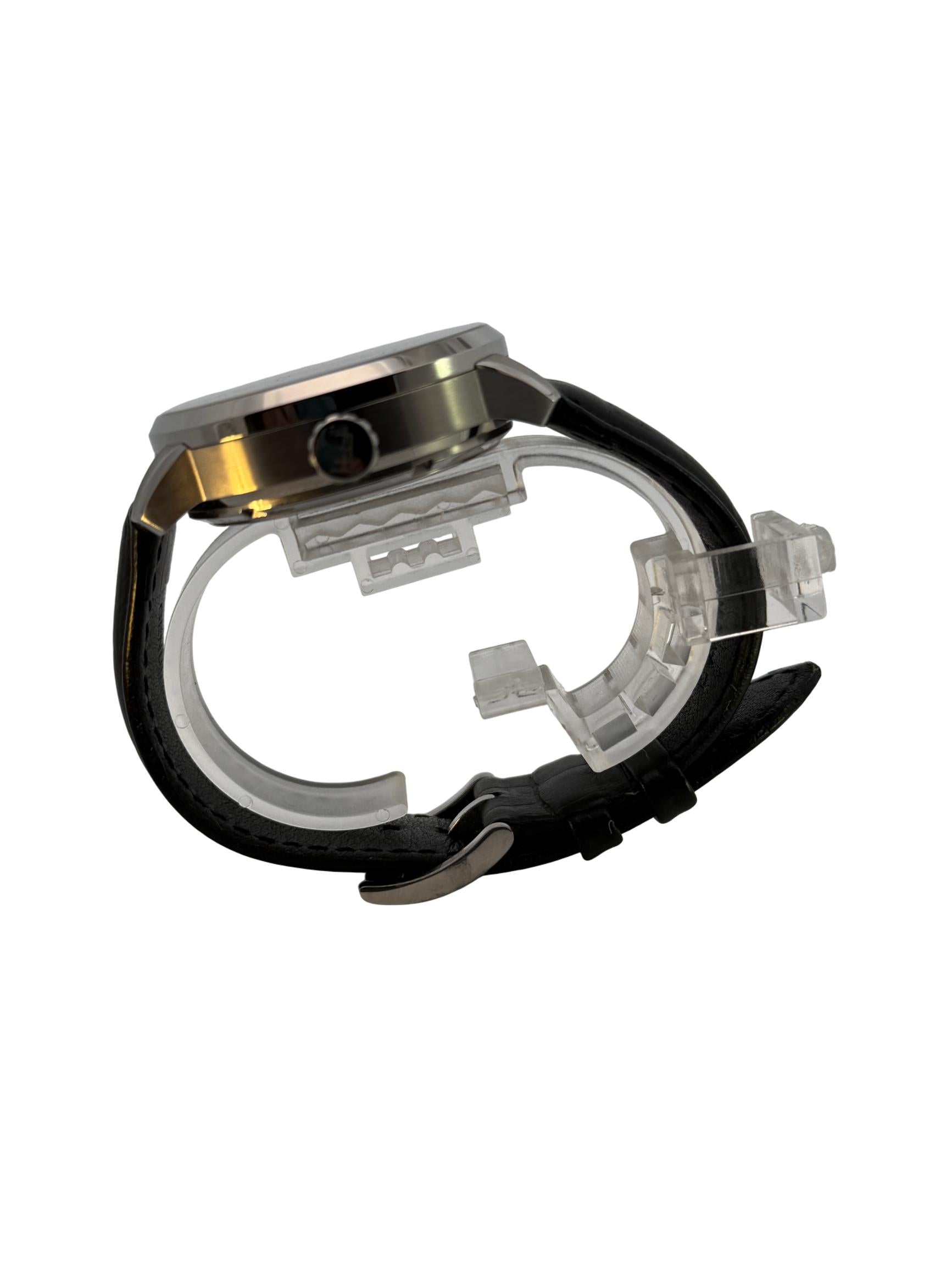 Thomas Earnshaw Brewster Double Barrel ES- 8273 42mm Automatic Steel Wristwatch with Black Leather Strap