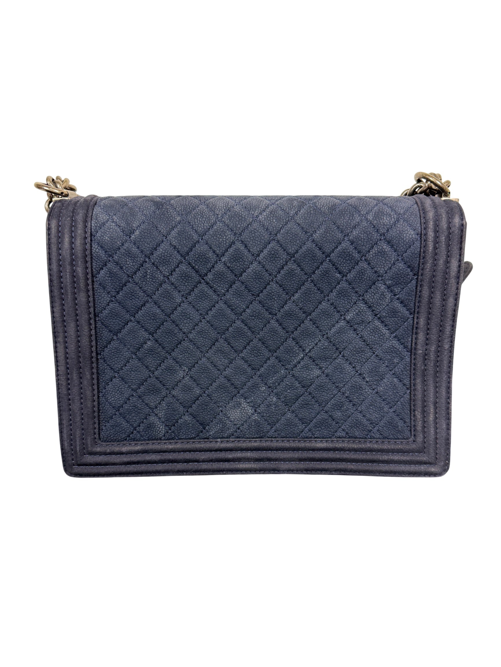 Chanel XL Boy Bag Blue Caviar Quilted Leather Shoulder Bag