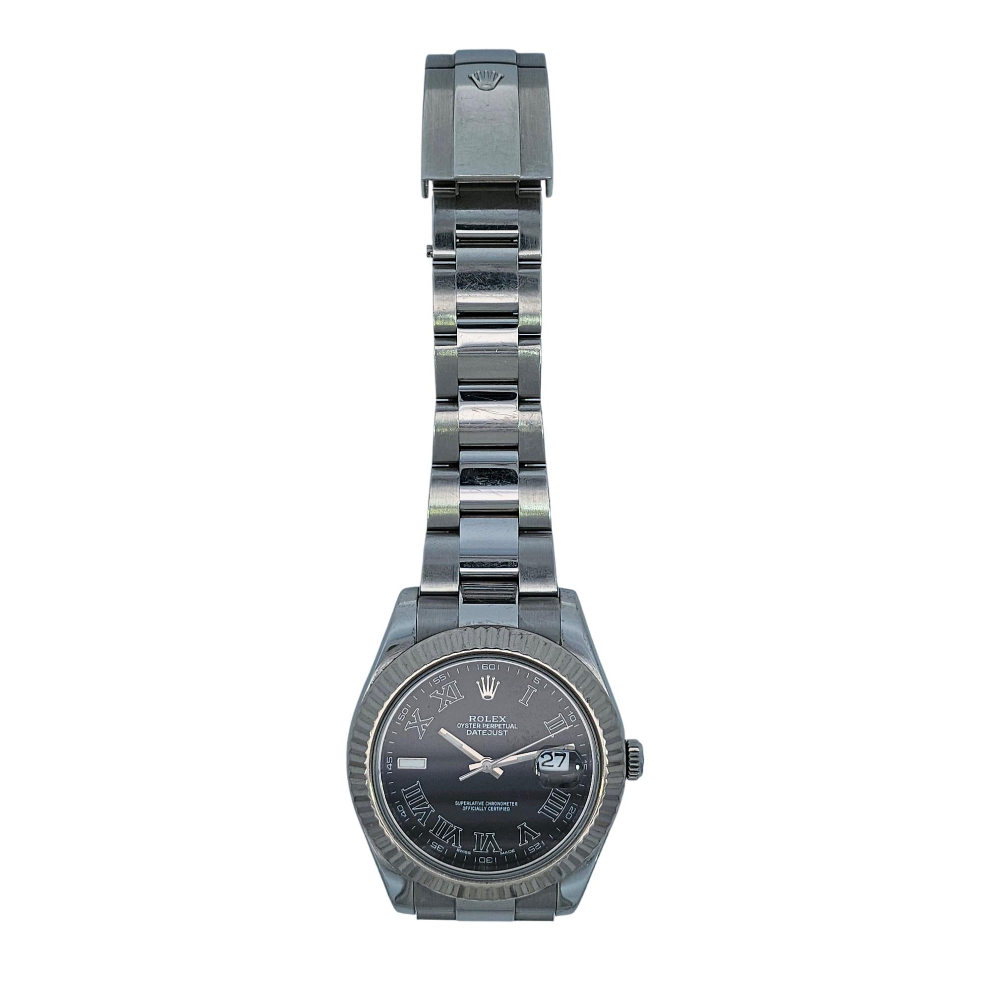 Rolex Oyster Perpetual Datejust II 41mm SS 2009-2016 Gray Roman Dial 116334