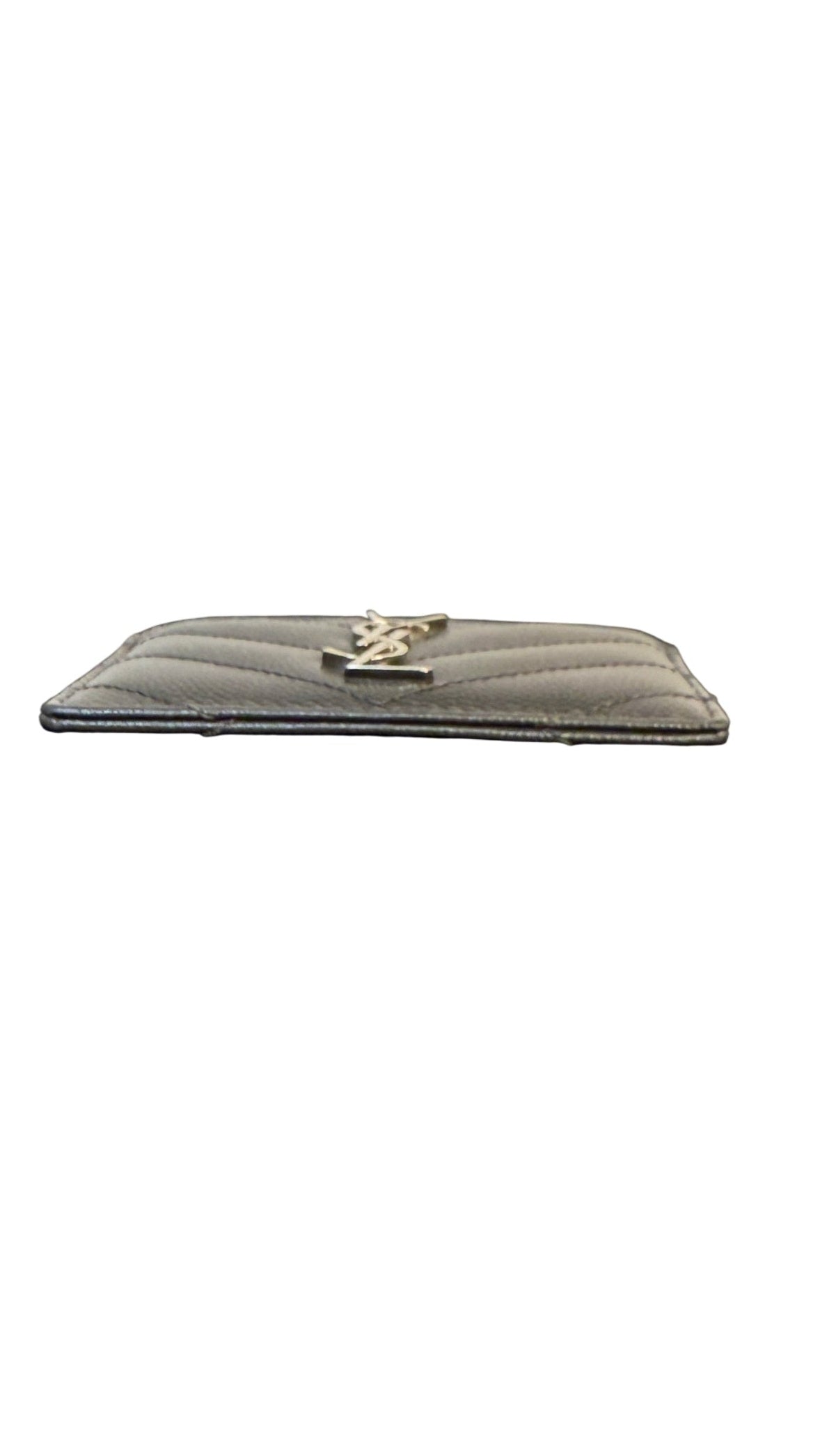 Saint Laurent Cassandre Gray Matelassé Card Holder