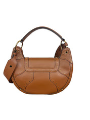 Balmain Domaine Full Moon Studded Brown Leather Bag