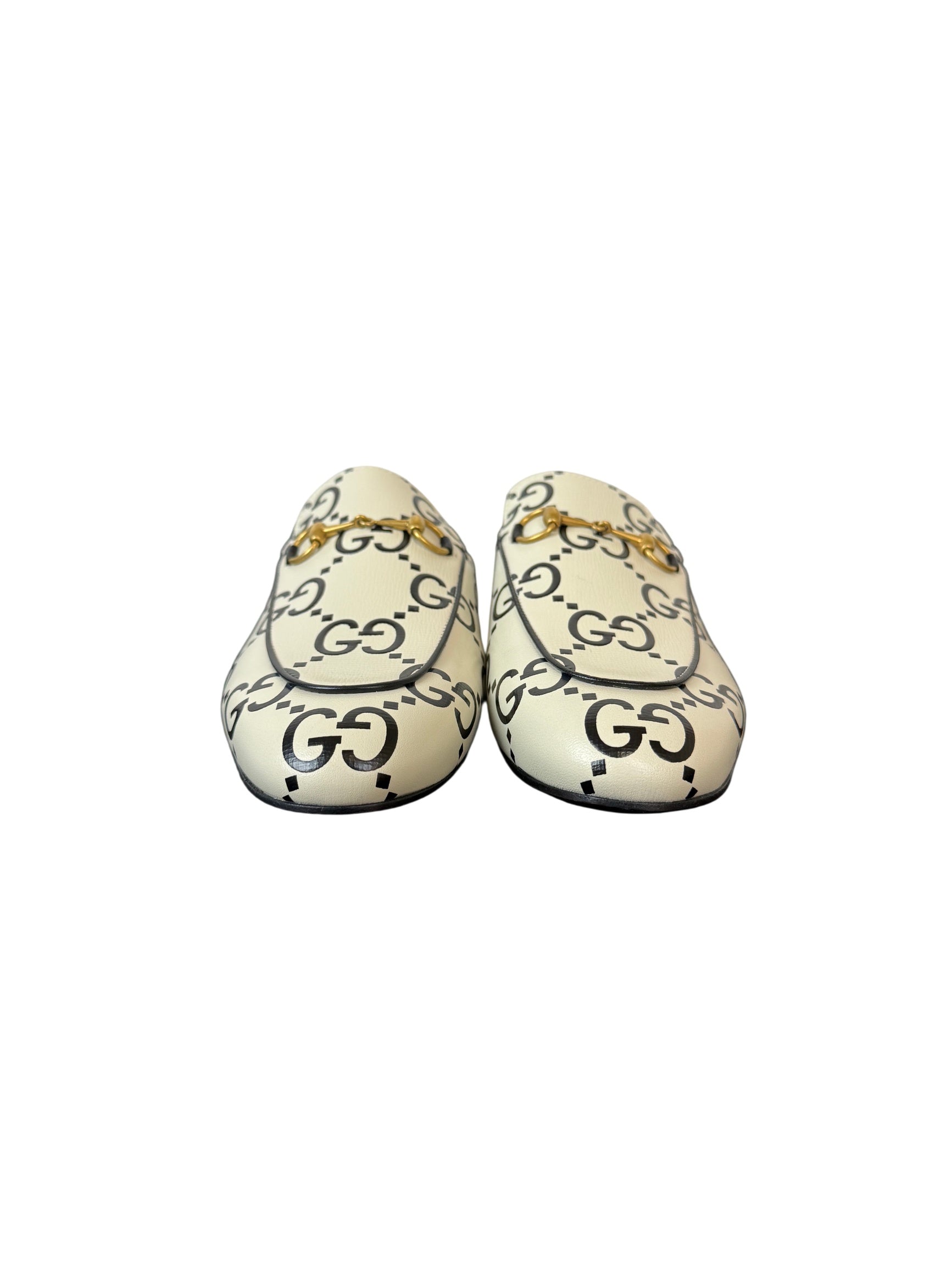 Gucci Princetown Mule Loafers GG with Gold Horsebit and Heart Detail