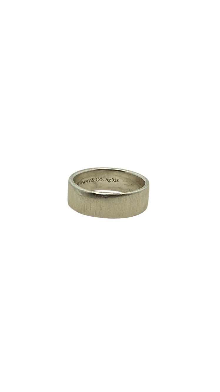 Tiffany & Co. "Please Return To" Sterling Silver Band Ring with Diamond Accents