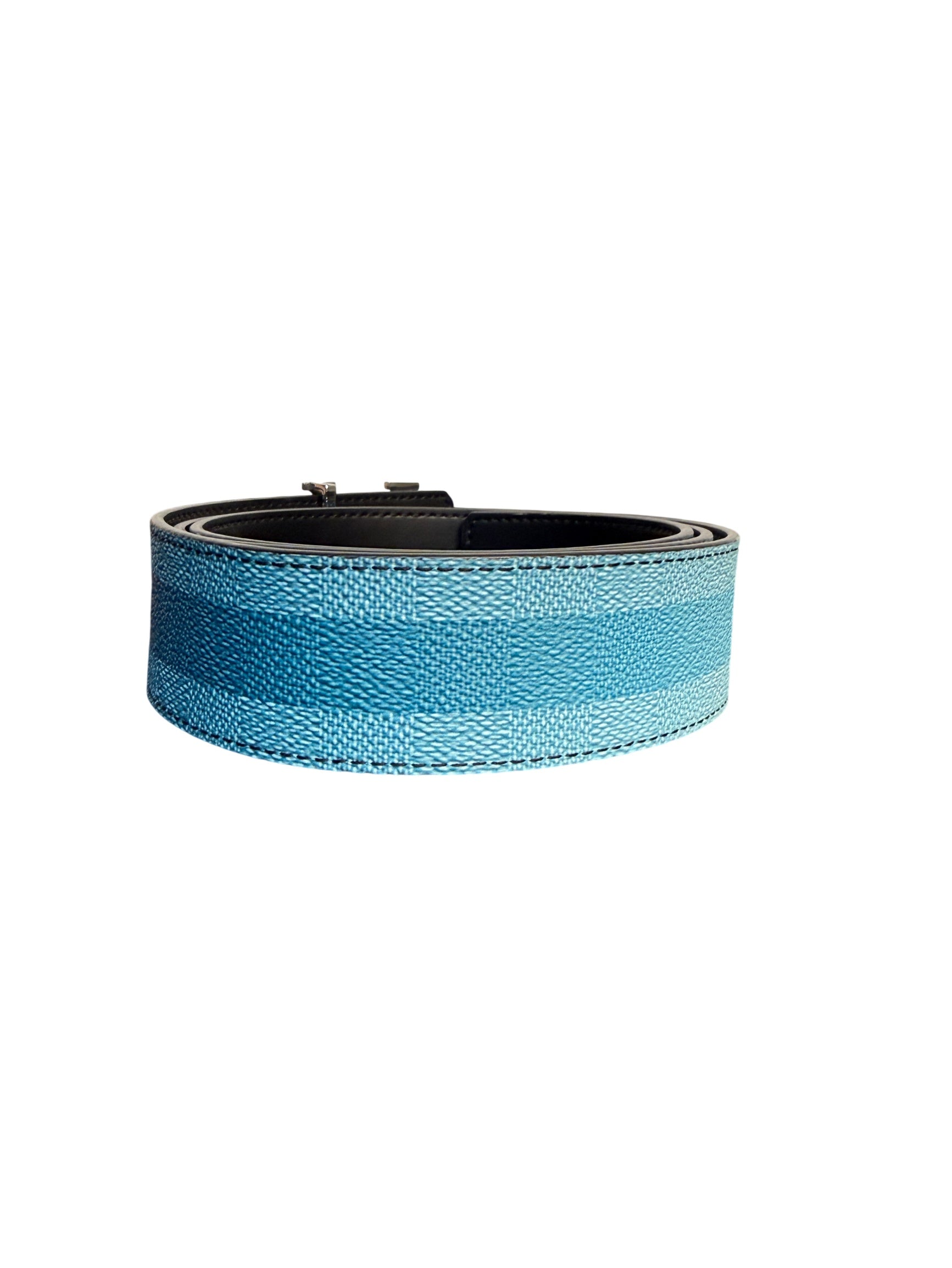 Louis Vuitton LV Initiales Damier Stripes 40mm Blue Reversible Belt
