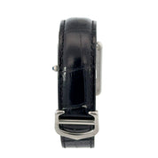 Cartier Tank Must Black Leather Strap Roman Numeral Watch Silver White Dial