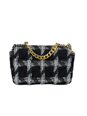 Chanel 19 Black and White Tweed Flap Bag with Mixed Metal Chain