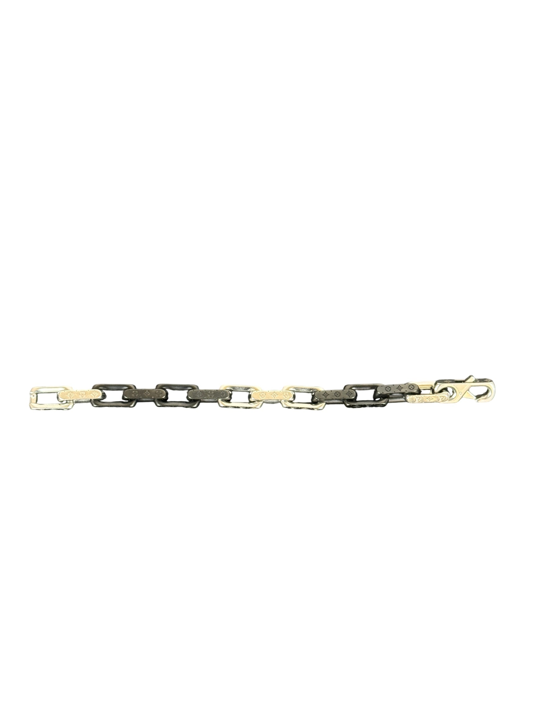 Louis Vuitton Monogram Chain Bracelet Silver and Black