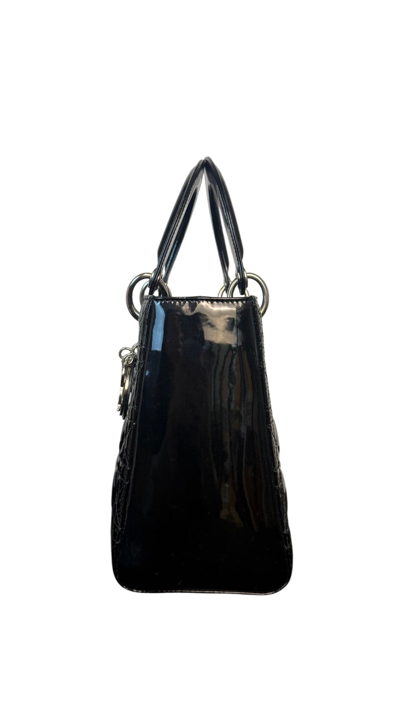 Dior Lady Dior Cannage Medium Patent Leather Handbag