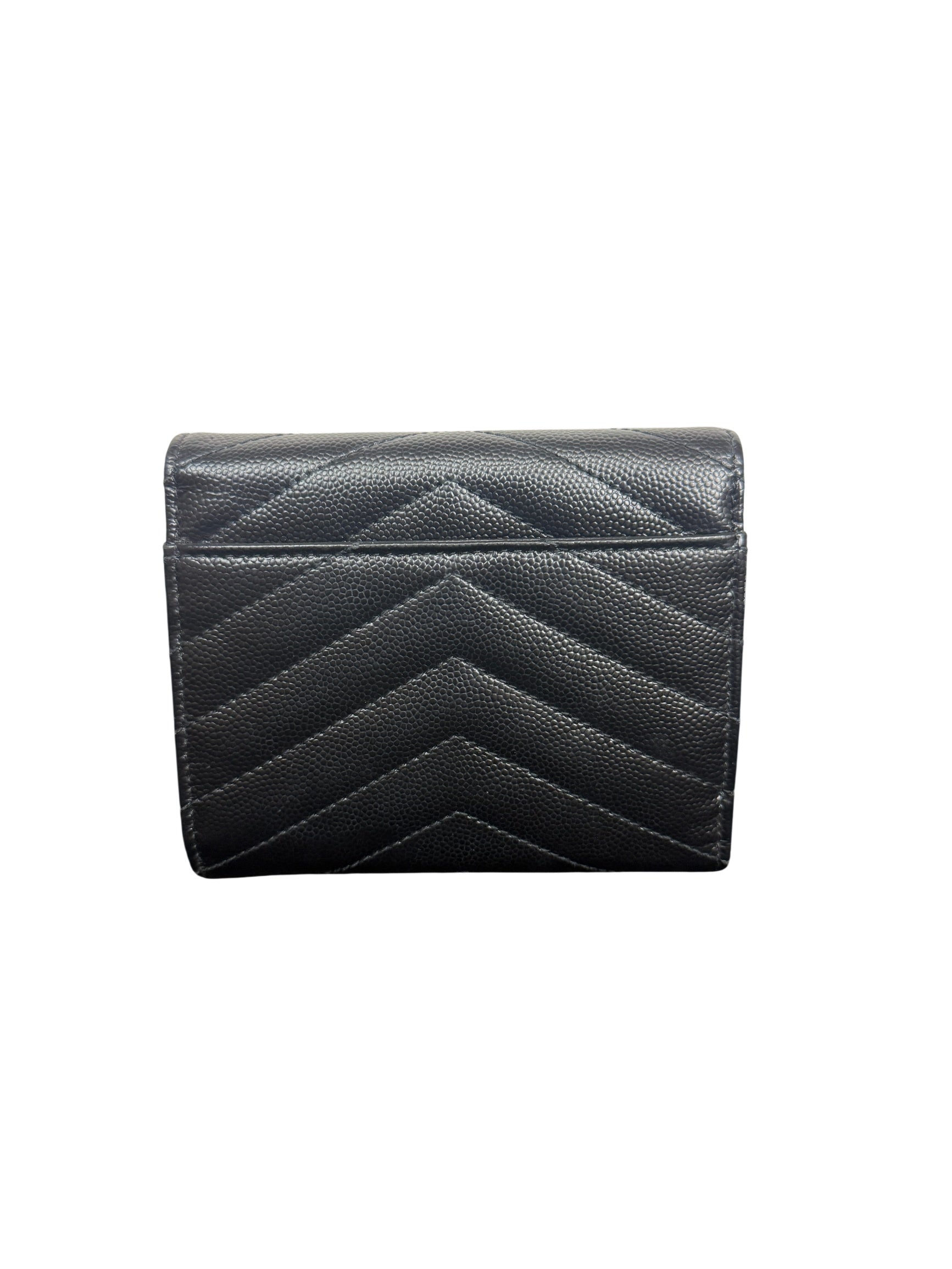 Saint Laurent Cassandre Matelassé Black Croc Embossed Wallet