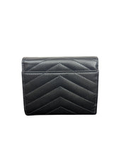 Saint Laurent Cassandre Matelassé Black Croc Embossed Wallet