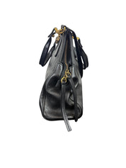 Gucci Re Belle Medium Top Handle Bag Black Leather with Gold Tiger Head Hardware