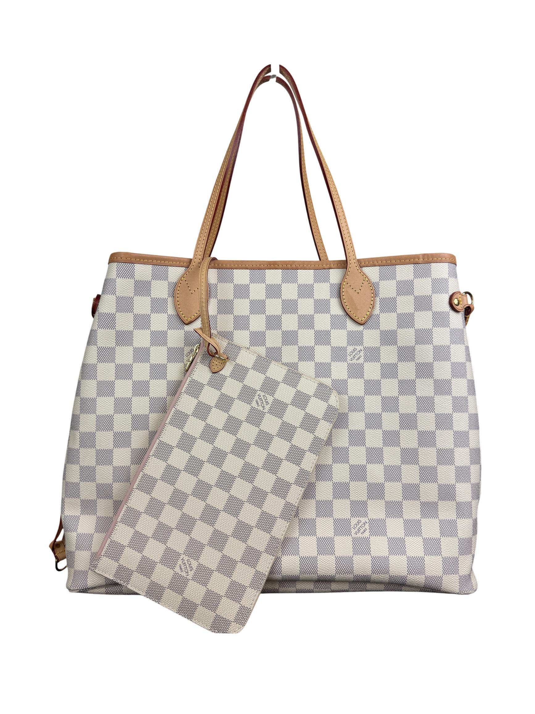 Louis Vuitton Neverfull GM Pochette Damier Azur Rose Ballerine