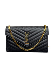 Saint Laurent Matelassé Chevron Wallet on Chain