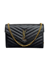 Saint Laurent Matelassé Chevron Wallet on Chain