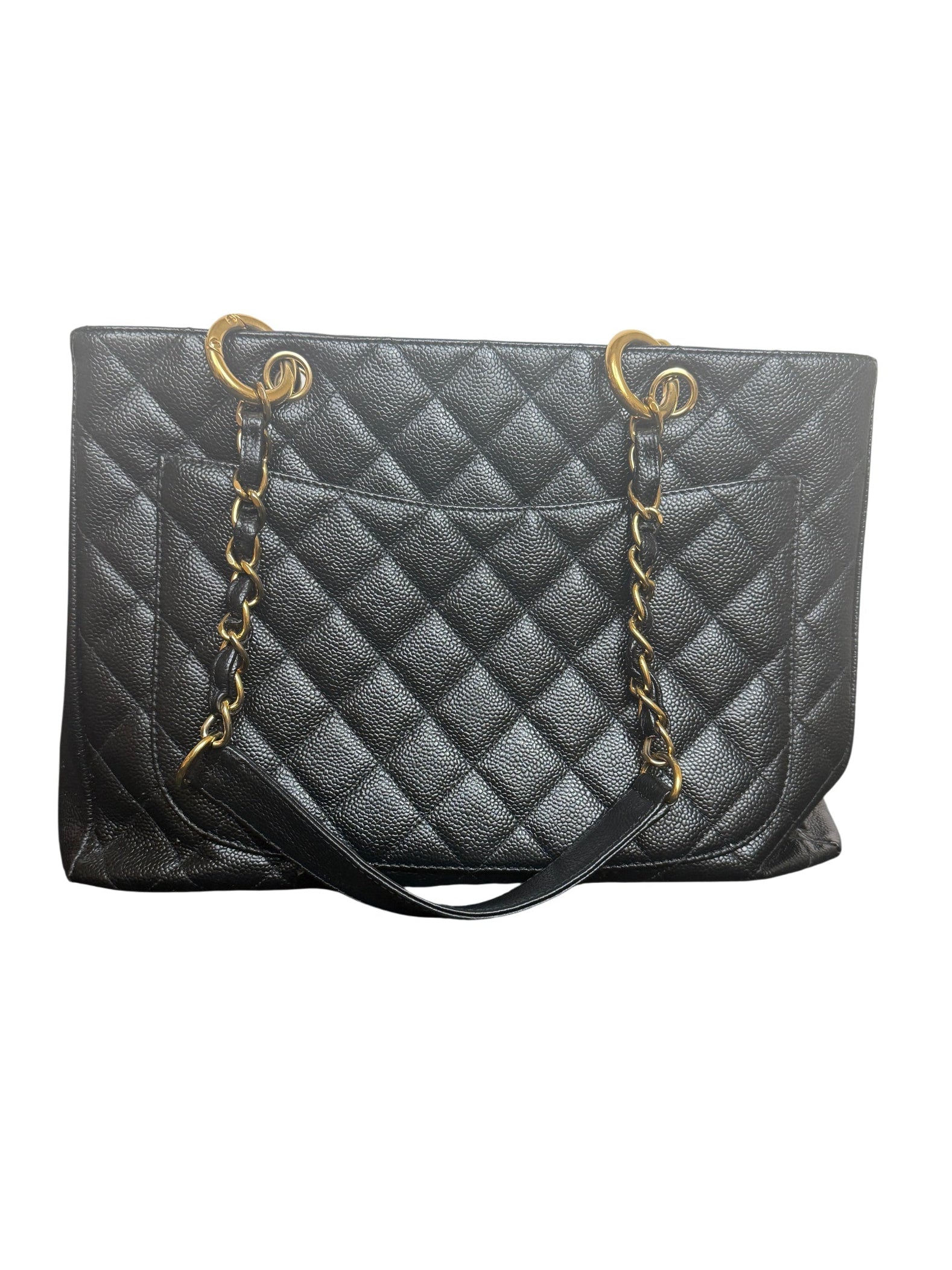 Chanel Grand Shopping Tote in Black Caviar Leather with Gold Hardware