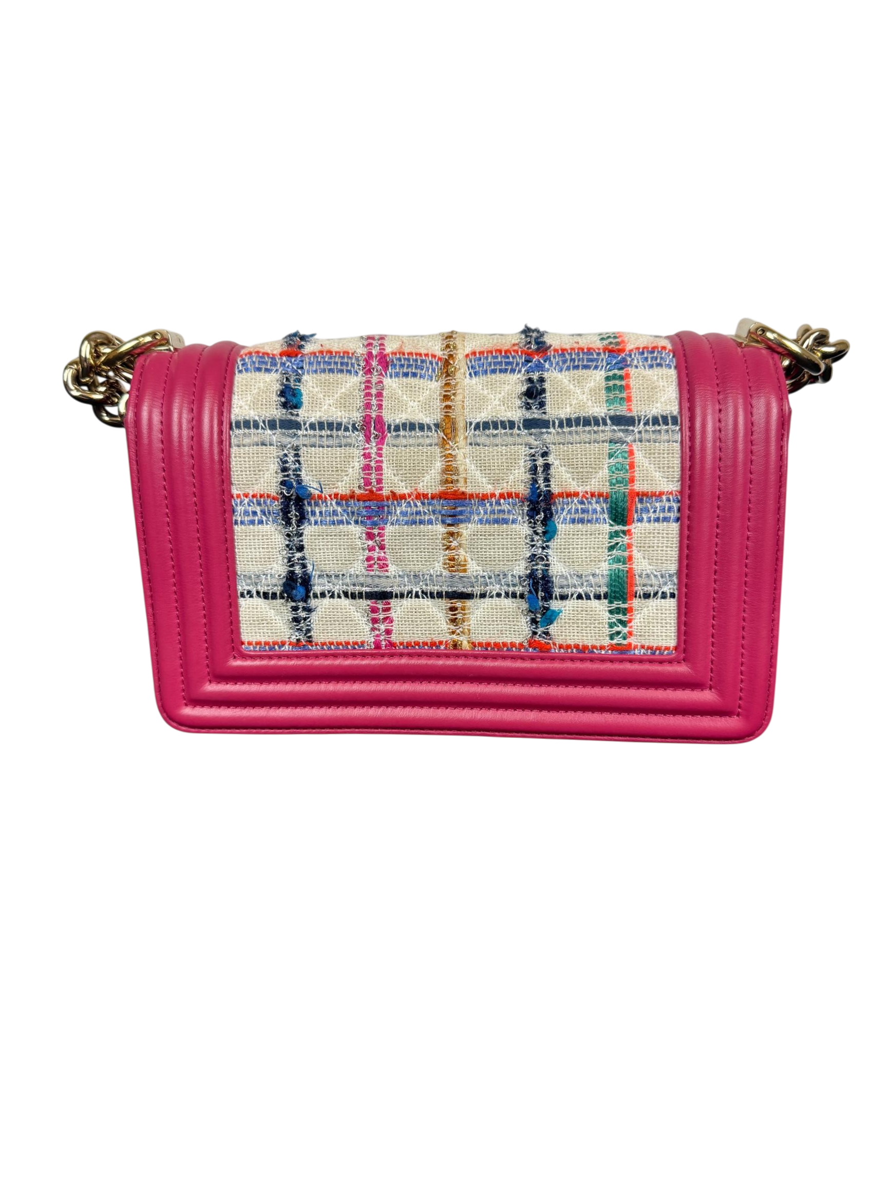 Chanel Medium Boy Bag in Pink Tweed Quilted Lambskin