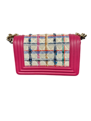 Chanel Medium Boy Bag in Pink Tweed Quilted Lambskin