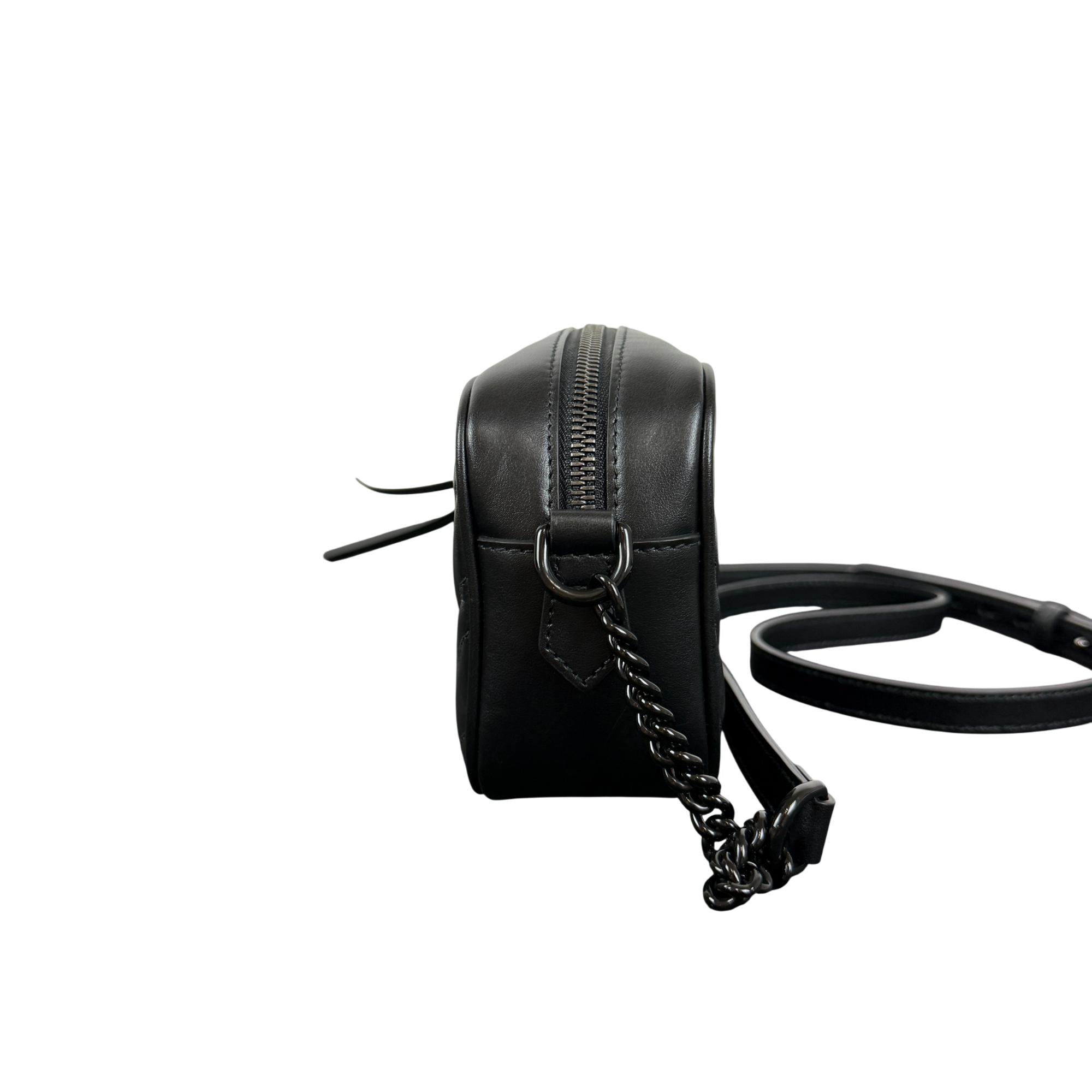 Gucci GG Marmont Mini Camera Bag in Black Matelassé Leather
