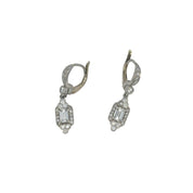 Platinum 1.64CTW C. Krapell PT950 Diamond Dangle Earrings