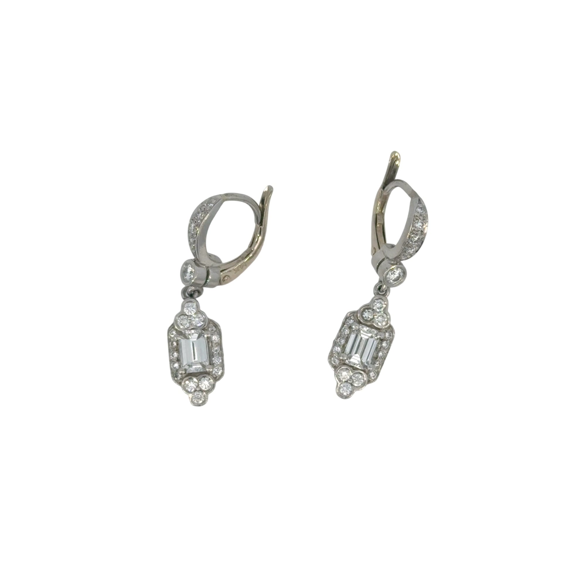 Platinum 1.64CTW C. Krapell PT950 Diamond Dangle Earrings