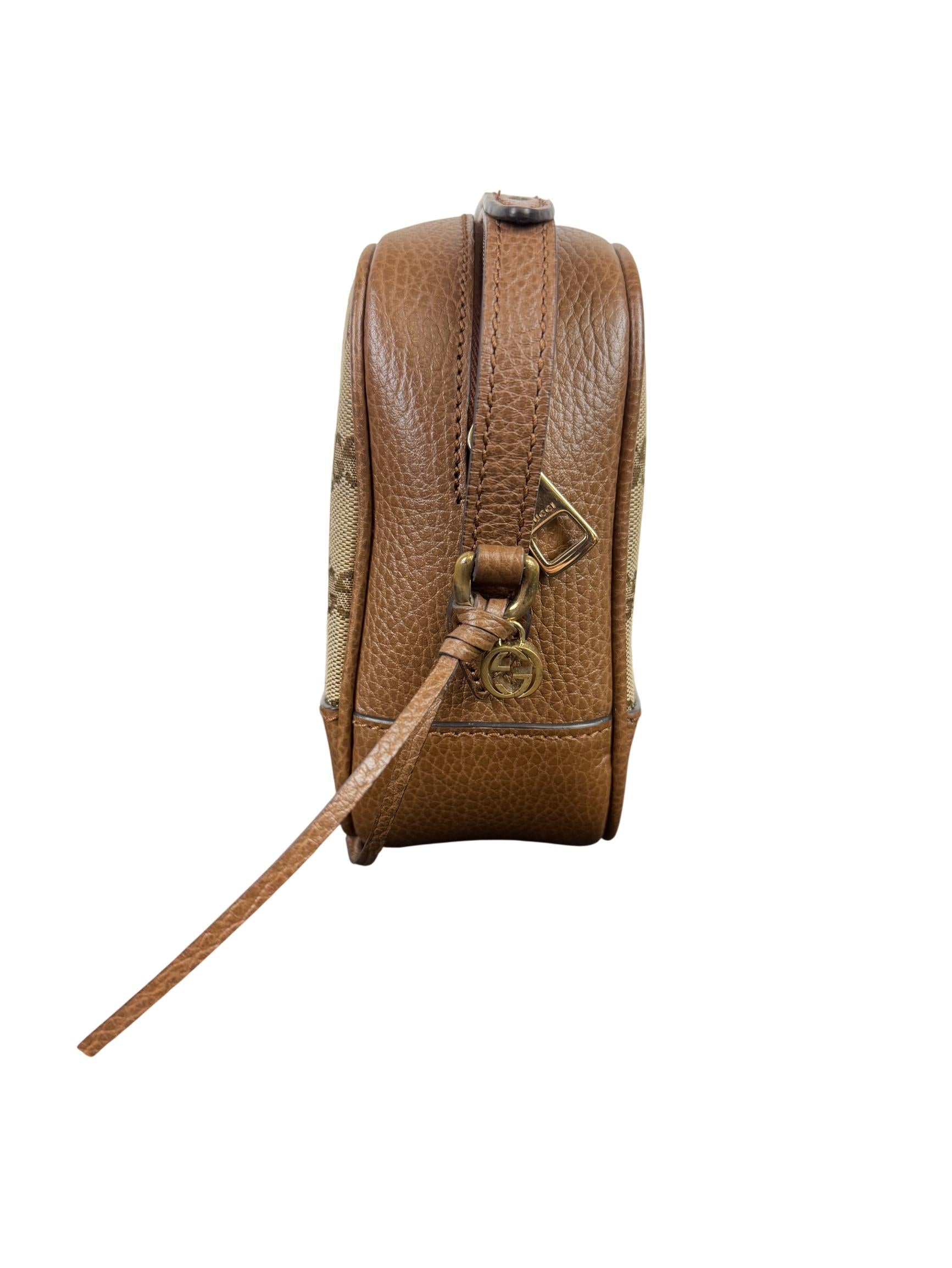 Gucci Bree GG Canvas Leather Crossbody Bag Beige/Brown