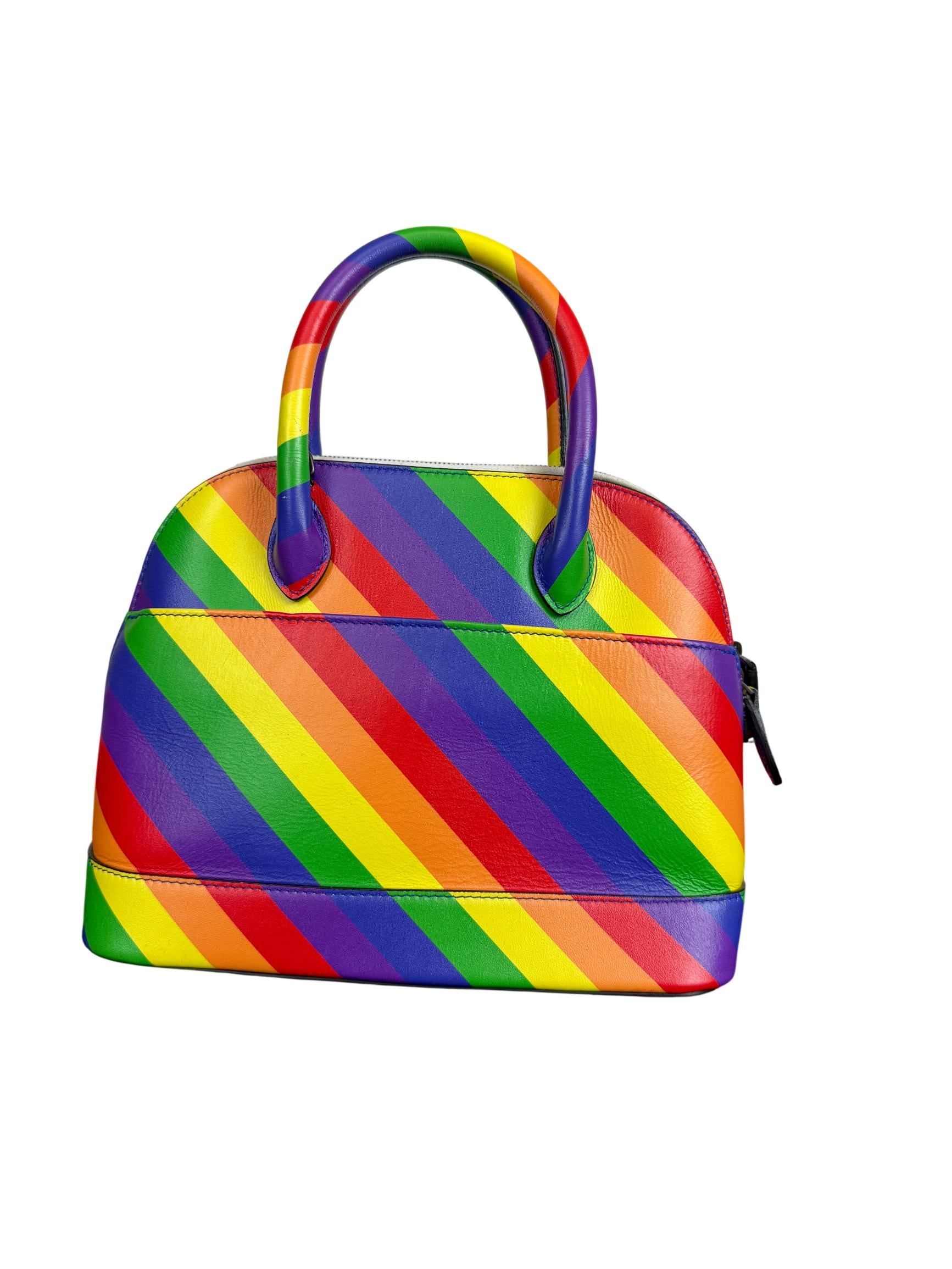 Balenciaga Multicolor Diagonal Rainbow Leather Small Ville Top