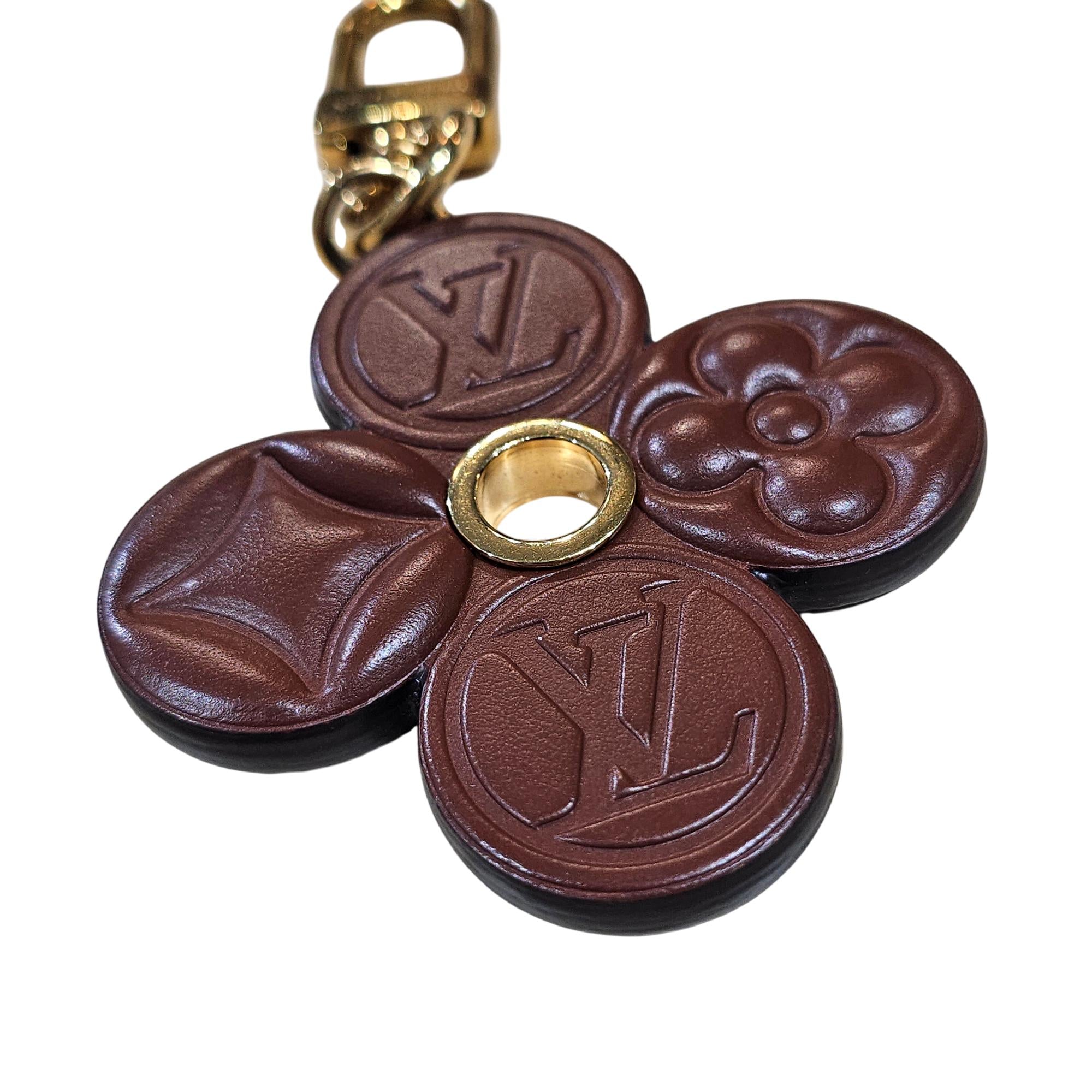 Louis Vuitton Monogram Flower Chocolate Brown Key Chain Bag Charm M02197