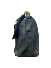 Fendi Black Leather Mamma Baguette Shoulder Bag with Gold Hardware
