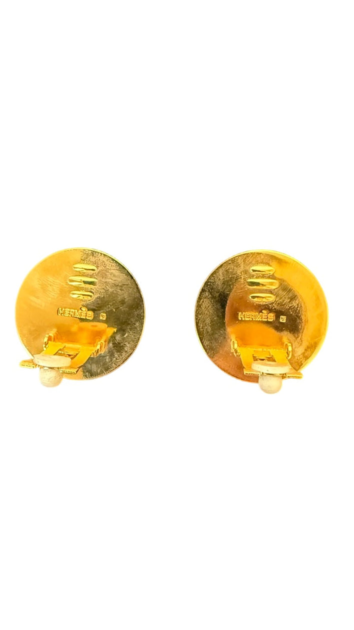 Hermes Vintage Enamel Clip-On Earrings
