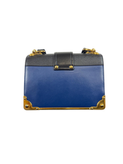 Prada Cahier Blue and Black Saffiano Leather Crossbody Bag