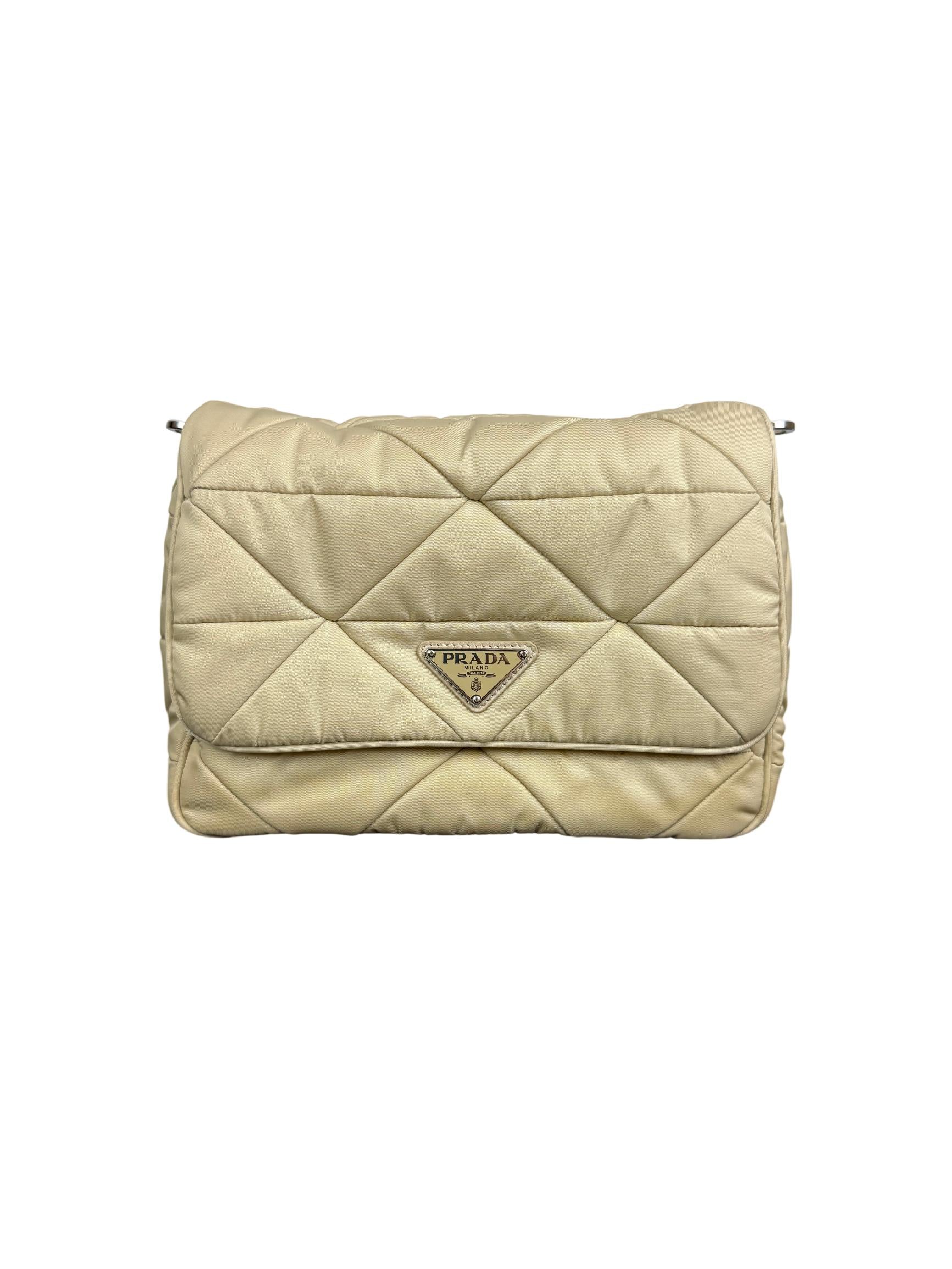 Prada Desert Beige Padded Re-Nylon Flap Shoulder Bag
