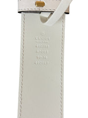 Gucci White Leather GG Marmont Belt with Gold Double G Buckle