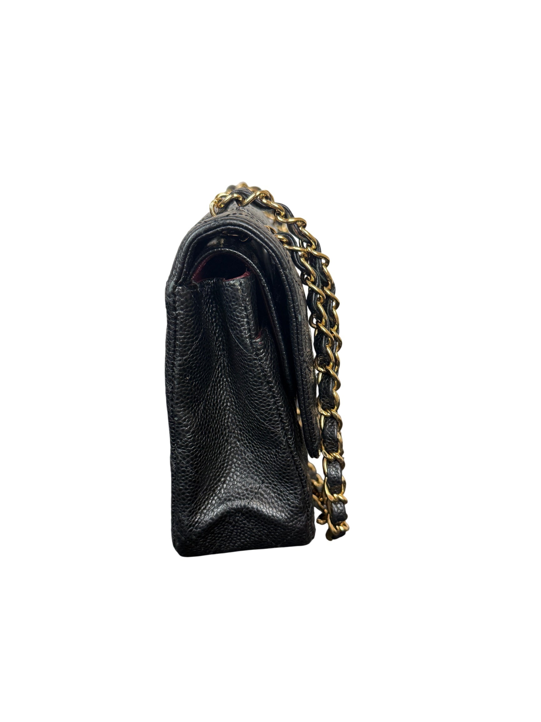 Chanel Medium Classic Flap Bag Black Caviar Leather with Gold Chain
